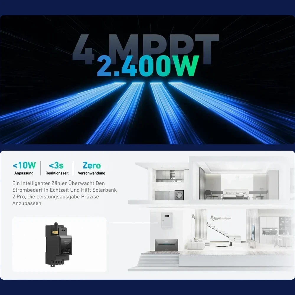 Anker SOLIX Solarbank 2 E1600 Pro – Balkonkraftwerk-Speicher, 1,6 kWh, 4 MPPT, PV 2400W, IP65