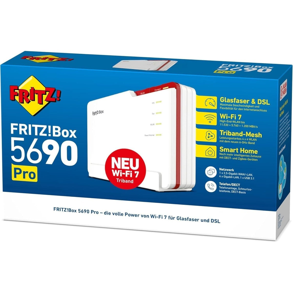 AVM FRITZ!Box 5690 Pro Glasfaser- und DSL-Router, Wi-Fi 7, Zigbee, DECT, Weiß – Bild 6