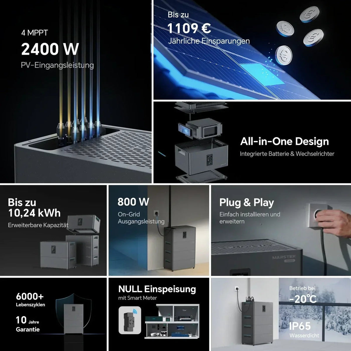 Marstek Jupiter C Plus All-in-One Balkonkraftwerk Speicher 2,56 kWh, 4 MPPT, 2400 W PV – Bild 4