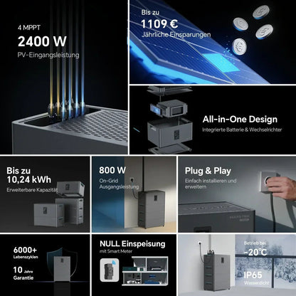 Marstek Jupiter C Plus All-in-One Balkonkraftwerk Speicher 2,56 kWh, 4 MPPT, 2400 W PV – Bild 4