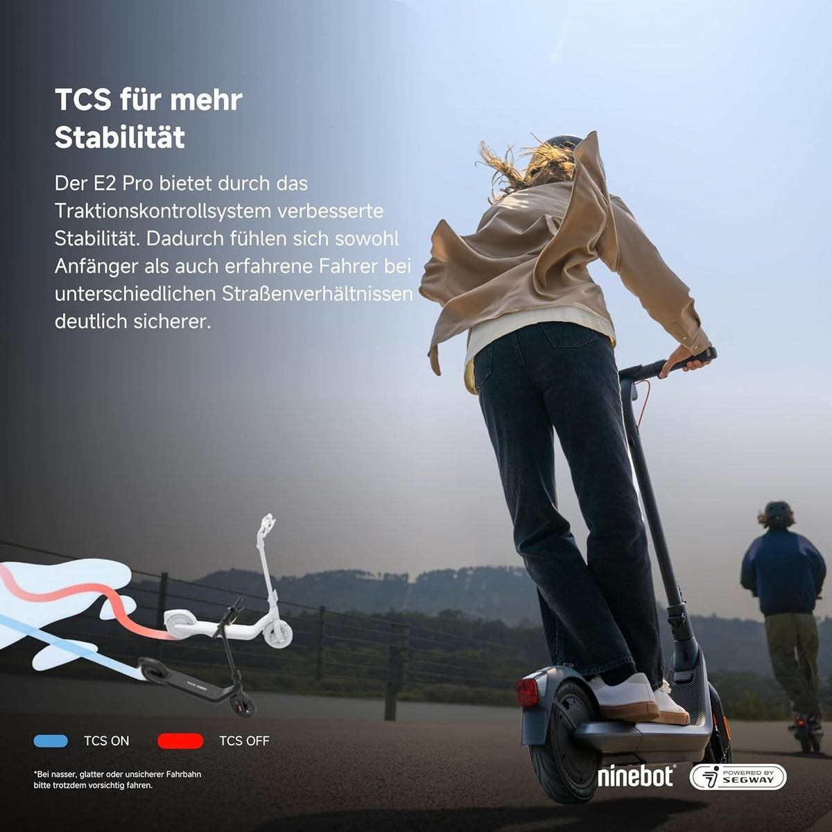 Segway Ninebot E2 Pro D E-Scooter, 10 Zoll, 350 W (750 W Peak), 35 km Reichweite, Straßenzulassung, Schwarz – Bild 1