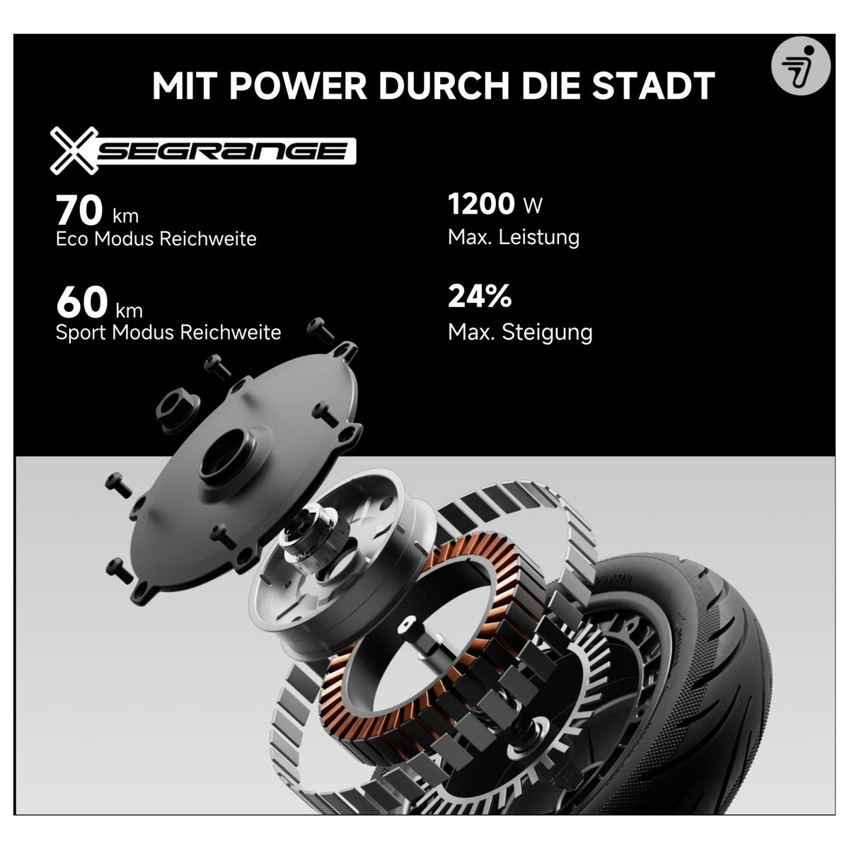 Segway Ninebot F3 Pro D E-Scooter, 500 W, 477 Wh, ABE Straßenzulassung, 20 km/h – Bild 2
